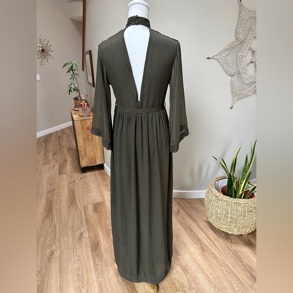 Long column high neck beaded and sequin chiffon Global Inspired Dress - Picture 3 of 11